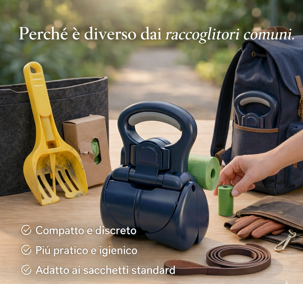 PRONTO™ - Raccoglitore igienico compatto per passeggiate consapevoli